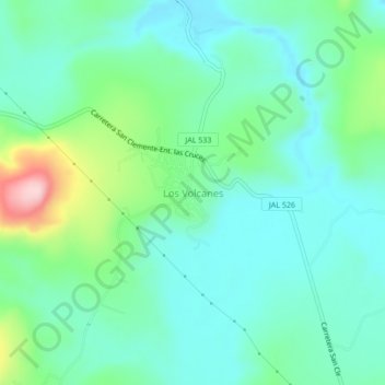 Mapa topográfico Los Volcanes, altitud, relieve