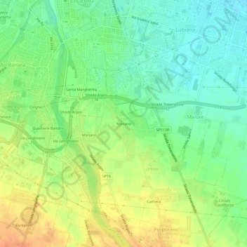 Mapa topográfico Mariano, altitud, relieve