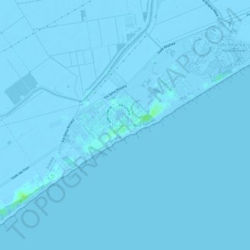 Mapa topográfico Duna Verde, altitud, relieve
