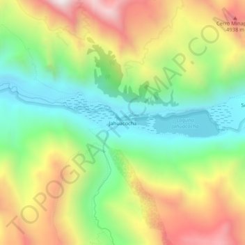 Mapa topográfico Jahuacocha, altitud, relieve