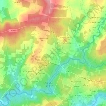 Mapa topográfico Moar, altitud, relieve