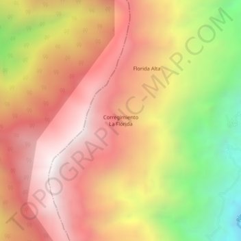 Mapa topográfico Corregimiento La Florida, altitud, relieve