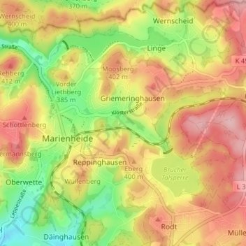 Mapa topográfico Neuenhaus, altitud, relieve