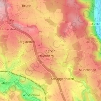 Mapa topográfico Eglsee, altitud, relieve