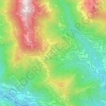 Mapa topográfico Fornelli, altitud, relieve