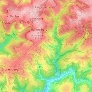 Mapa topográfico Unterdahl, altitud, relieve