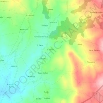 Mapa topográfico Novelúa, altitud, relieve