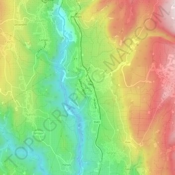 Mapa topográfico Taio, altitud, relieve