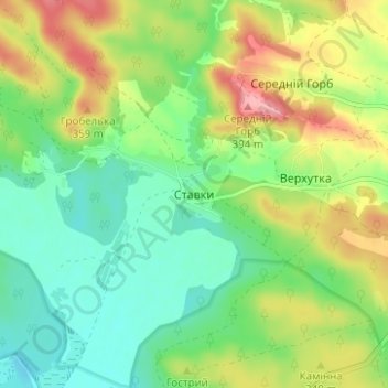 Mapa topográfico Ставки, altitud, relieve