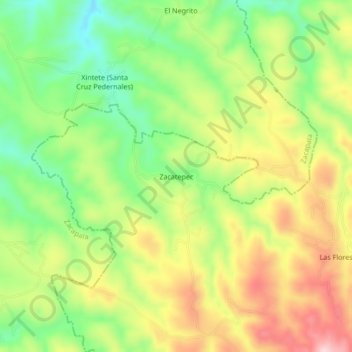 Mapa topográfico Zacatepec, altitud, relieve