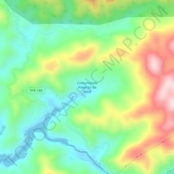 Mapa topográfico Comunidade Ribeirão da Anta, altitud, relieve