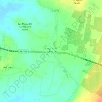 Mapa topográfico San Juan de Los Ranchos I, altitud, relieve