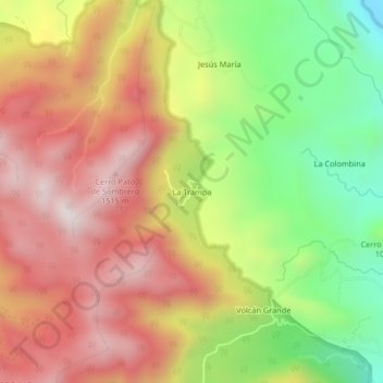 Mapa topográfico La Trampa, altitud, relieve