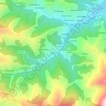 Mapa topográfico Tolivia, altitud, relieve