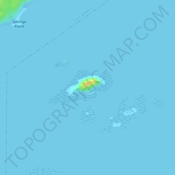 Mapa topográfico Barren Island, altitud, relieve