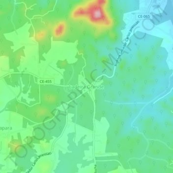 Mapa topográfico Ladeira Grande, altitud, relieve
