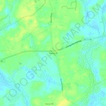 Mapa topográfico Round O, altitud, relieve