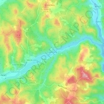 Mapa topográfico Cassinheira, altitud, relieve