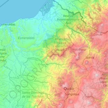 Mapa topográfico Cordillera de Toisán, altitud, relieve