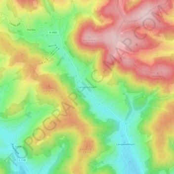 Mapa topográfico Langenordnach, altitud, relieve