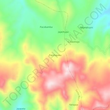 Mapa topográfico Pacchapata, altitud, relieve
