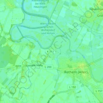 Mapa topográfico Wohlendorf, altitud, relieve