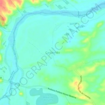 Mapa topográfico Castanhão, altitud, relieve