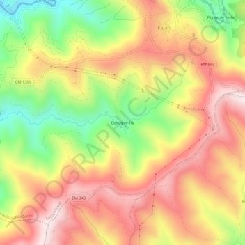 Mapa topográfico Ceiroquinho, altitud, relieve