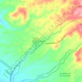 Mapa topográfico Las Juntas, altitud, relieve