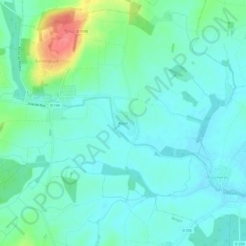 Mapa topográfico Arçon, altitud, relieve
