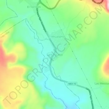 Mapa topográfico Santa Isabel, altitud, relieve