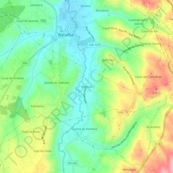 Mapa topográfico Brancas, altitud, relieve