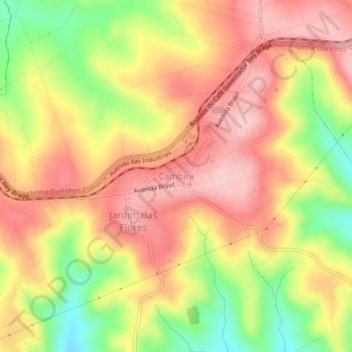 Mapa topográfico Cambira, altitud, relieve