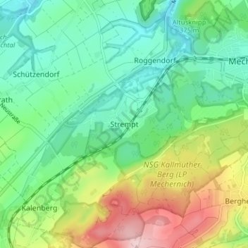 Mapa topográfico Strempt, altitud, relieve