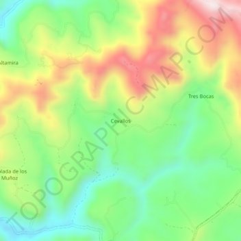 Mapa topográfico Cevallos, altitud, relieve