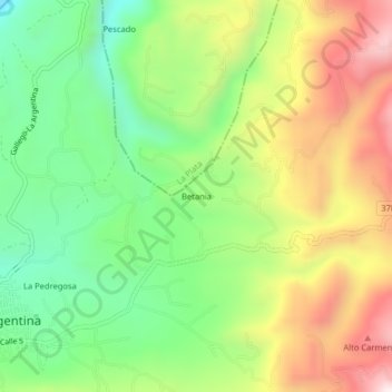 Mapa topográfico Betania, altitud, relieve