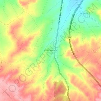 Mapa topográfico Peleas de Arriba, altitud, relieve