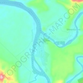 Mapa topográfico Camisea, altitud, relieve