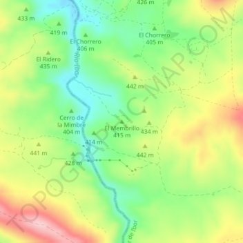 Mapa topográfico El Membrillo, altitud, relieve
