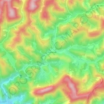 Mapa topográfico Guiomar, altitud, relieve