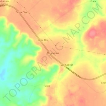Mapa topográfico Montivideu, altitud, relieve