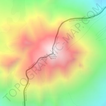 Mapa topográfico Volcán Llullaillaco, altitud, relieve