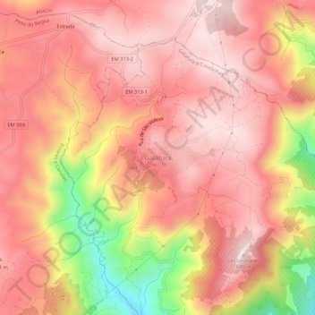 Mapa topográfico Galafura, altitud, relieve