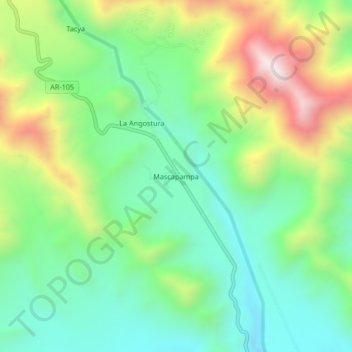 Mapa topográfico Mascapampa, altitud, relieve