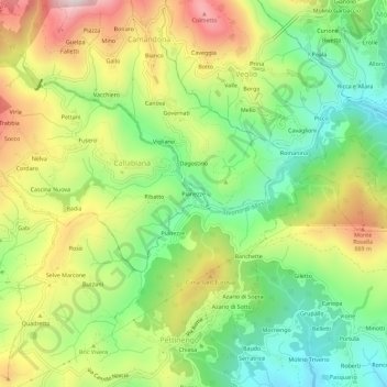 Mapa topográfico Pianezze, altitud, relieve