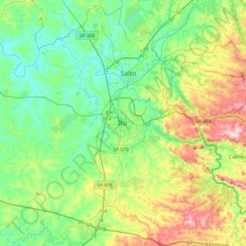 Mapa topográfico Itu, altitud, relieve