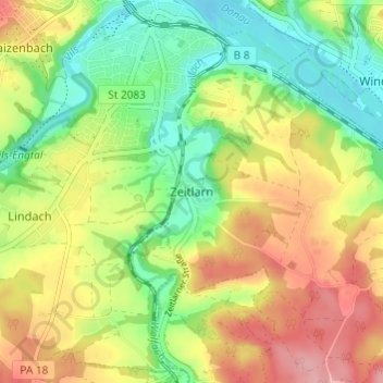 Mapa topográfico Zeitlarn, altitud, relieve