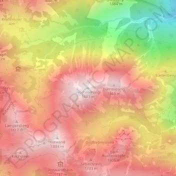 Mapa topográfico Hochmiesing, altitud, relieve
