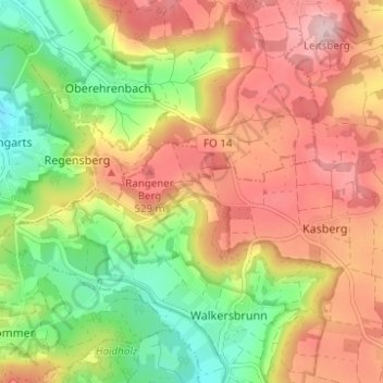 Mapa topográfico Rangen, altitud, relieve