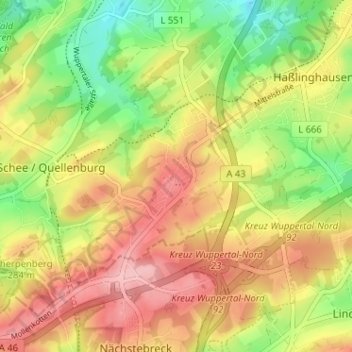 Mapa topográfico Hobeuken, altitud, relieve